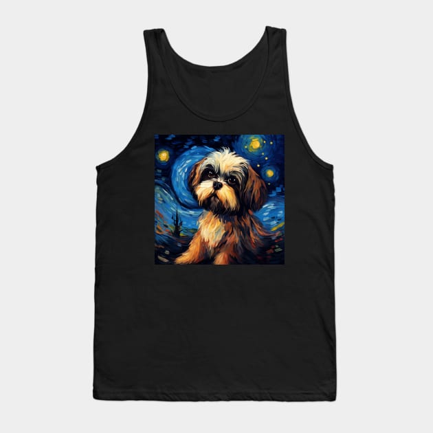 Dark Brown Shih Tzu Night Tank Top by NatashaCuteShop